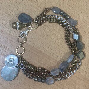Silpada B3215 Garden Party 925 Silver Labradorite Pyrite Shell Bracelet